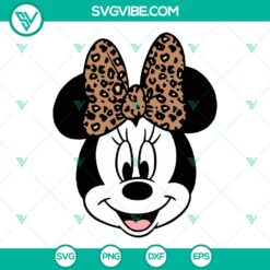 Disney Minnie Mouse Leopard Bow SVG for fashion enthusiasts. Stylish Minnie Cut Files with leopard print bow design. Ideal for crafts.