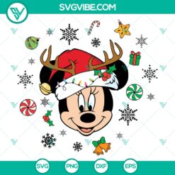 Minnie Mouse Merry Christmas SVG DXF EPS PNG files with Disney theme for crafts and projects.