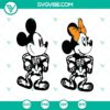 Disney Mouse Halloween and Skeleton SVG graphic with Happy Halloween text, ideal for spooky Disney-themed crafts.