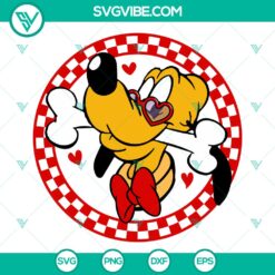 Disney Pluto Dog Checkered Valentine SVG | Puppy Love Cut Files