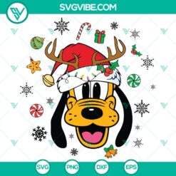 Disney Pluto dog design with "Merry Christmas" text in SVG, DXF, EPS, and PNG file formats, perfect for holiday crafting projects.