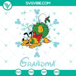 Disney Pluto Grandma Christmas SVG featuring a family dog with grandma cut files, perfect for holiday crafts with a festive theme.
