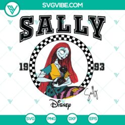 Sally from Nightmare Before Christmas SVG illustration, perfect for Halloween. Disney themed spooky love cut files.