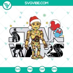 Disney Star Wars C-3PO Christmas SVG featuring Golden Droid holiday cut files for crafts and decorations.