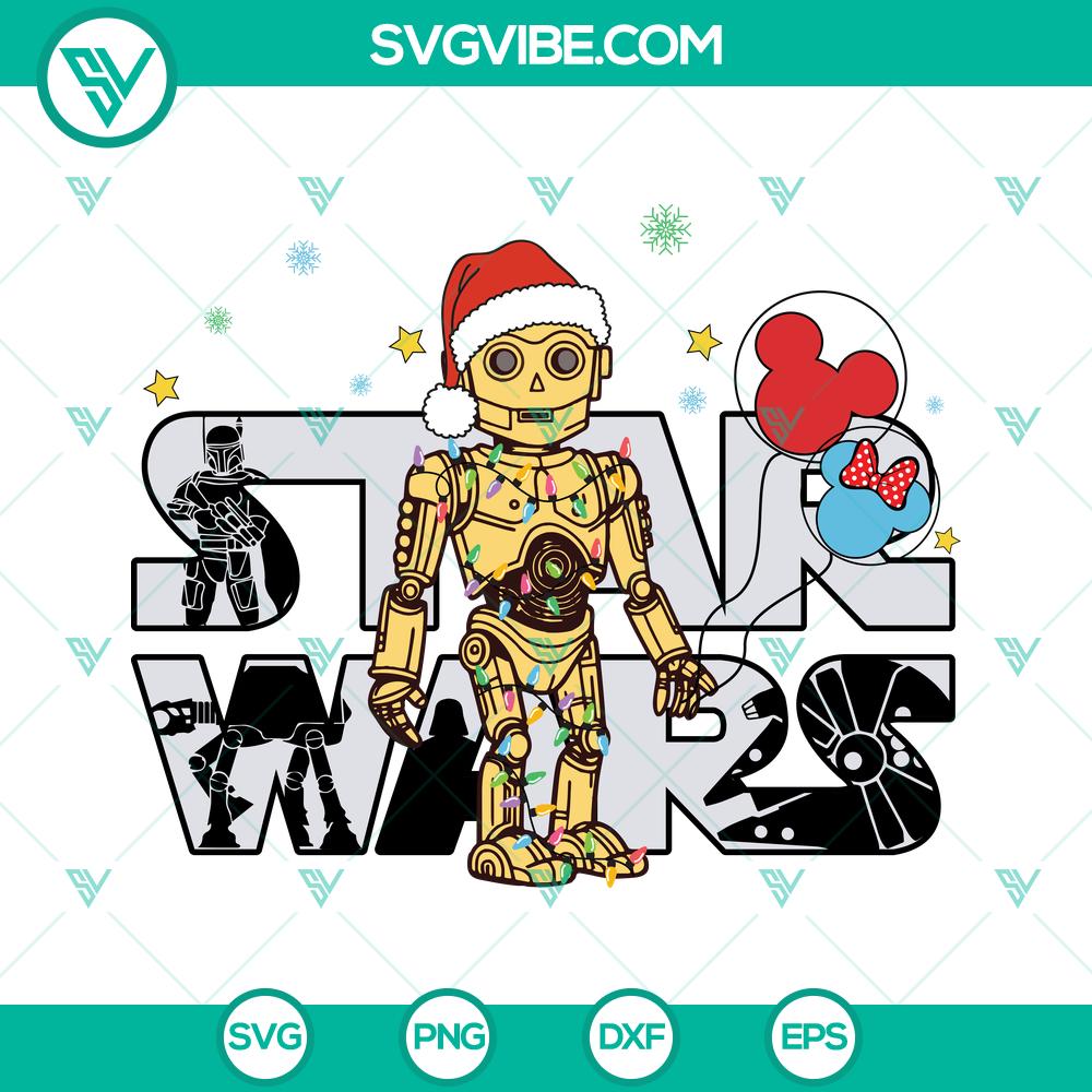 Disney Star Wars C-3PO Christmas SVG | Golden Droid Holiday Cut Files Disney Star Wars C-3PO Christmas SVG featuring Golden Droid holiday cut files for crafts and decorations.