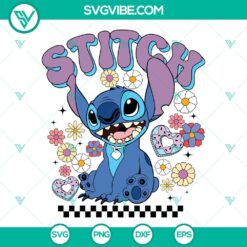 Stitch from Disney with tropical flowers SVG for cute cut files, perfect for crafting projects.