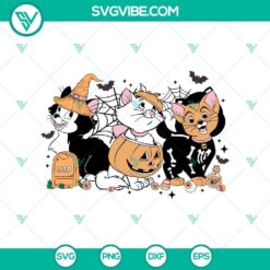 Disney The Aristocats Halloween SVG DXF EPS PNG Cut Files for Halloween Cricut & Silhouette designs featuring fun characters in spooky theme.