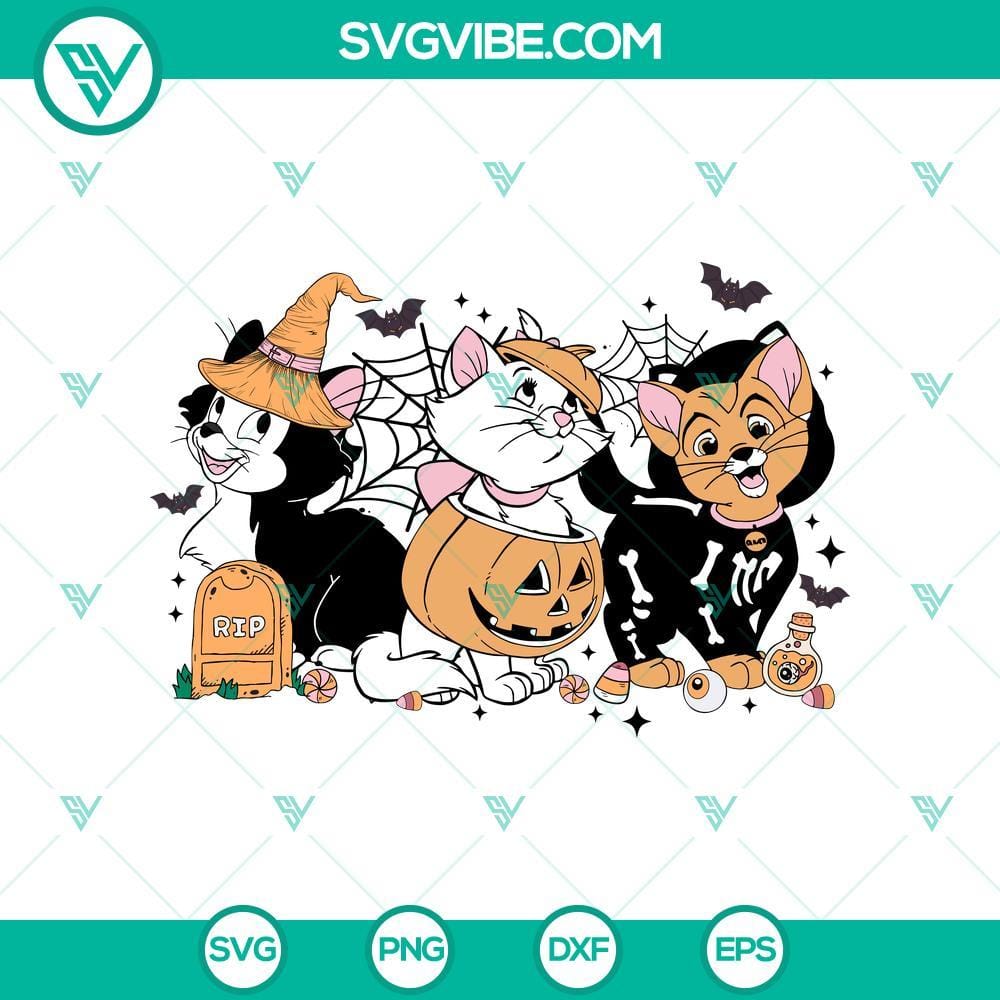 Disney The Aristocats Halloween SVG DXF EPS PNG Cut Files Disney The Aristocats Halloween SVG DXF EPS PNG Cut Files for Halloween Cricut & Silhouette designs featuring fun characters in spooky theme.