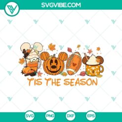 Disney Tis The Season Halloween SVG file for Cricut and Silhouette designs featuring festive and spooky elements like pumpkins and bats.