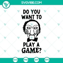 Horror Halloween game themed SVG featuring Saw elements, perfect for spooky designs and Halloween crafts.