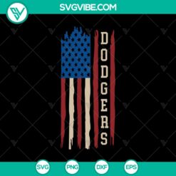 LA Dodgers American Flag SVG design, perfect for baseball fans. Dodgers themed American flag with patriotic colors.