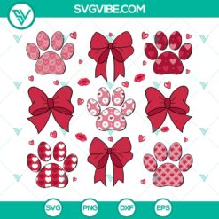 Dog Paw Valentine Coquette SVG with Puppy Love design, ideal for crafting. Cute and playful cut files for Valentine's Day projects.