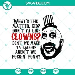 Creepy Clown SVG featuring Captain Spaulding for Halloween crafts and designs.