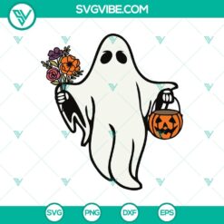 Floral Ghost SVG with Funny Halloween design, featuring a cute ghost. Great for crafting projects.