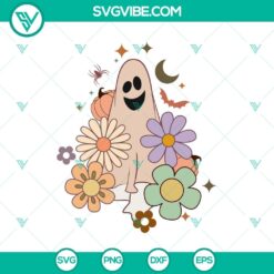 Floral Halloween Ghost SVG featuring a funny design ideal for Halloween crafting projects.