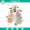 Floral Hi Finger Ghost SVG - Funny Halloween design with a friendly ghost giving a greeting gesture, ideal for Halloween crafts and decor.