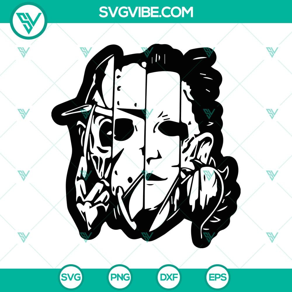 four-horror-face-svg-horror-movie-svg-halloween-svg.jpg Spooky Horror Movie SVG featuring four creepy faces, perfect for Halloween designs.
