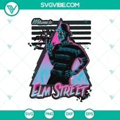 Freddy Krueger Welcome to Elm Street SVG, Horror Movie design for Halloween projects, spooky digital SVG file.