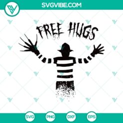 Free Hugs Freddy SVG featuring Freddy Krueger for Horror Halloween projects.