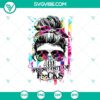 Messy bun mom skull graphics SVG design for digital use. Fresh out of luck with skull element. Ideal for crafting projects.