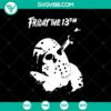 Friday The 13th SVG featuring a Jason Voorhees mask with a knife, horror-themed design for Halloween crafts and projects.