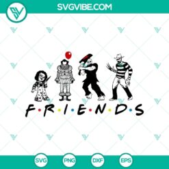 Scary Halloween themed SVG design featuring friend horror movie characters. Perfect for spooky projects.