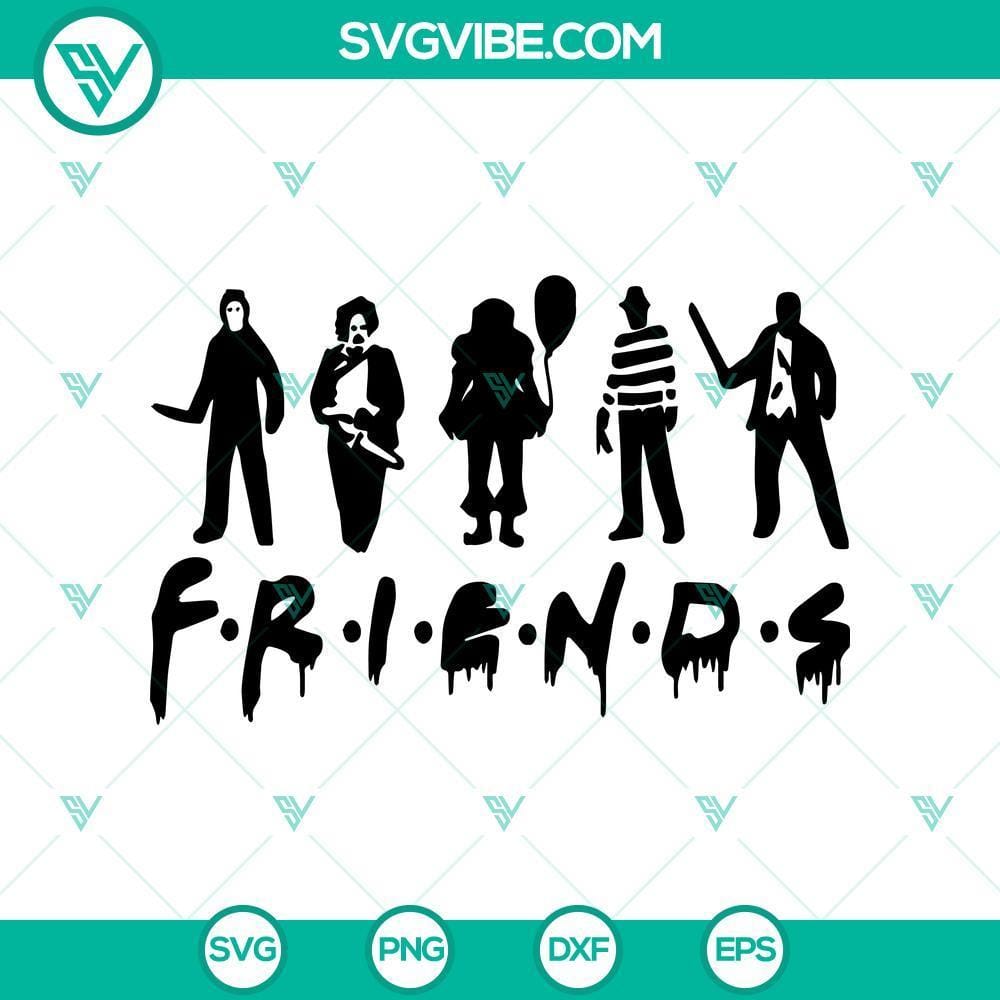 Halloween SVG, Friends Halloween SVG, Halloween SVG, Horror SVG, Scary SVG Friends Halloween SVG with scary horror elements, perfect for Halloween crafts and designs.