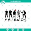 Group of cute cartoon characters in Halloween costumes, including a ghost, witch, and vampire, in a Horror Friends Halloween SVG design.