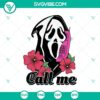 Spooky Ghost Call Me Halloween SVG design for digital crafts and projects.