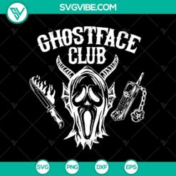 Ghost Face Club SVG with a Stranger Things Halloween Ghost design, inspired by Scream Ghost Hellfire Club. Perfect for Halloween crafts.