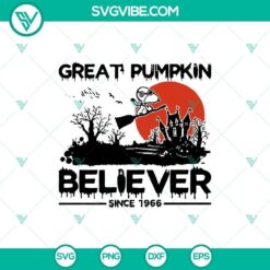 Halloween SVG design featuring "Great Pumpkin Believer Since 1966" and Scary elements, perfect for spooky-themed digital projects.