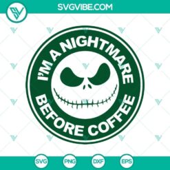 Green Nightmare Before Christmas Halloween logo SVG with spooky design elements for download.
