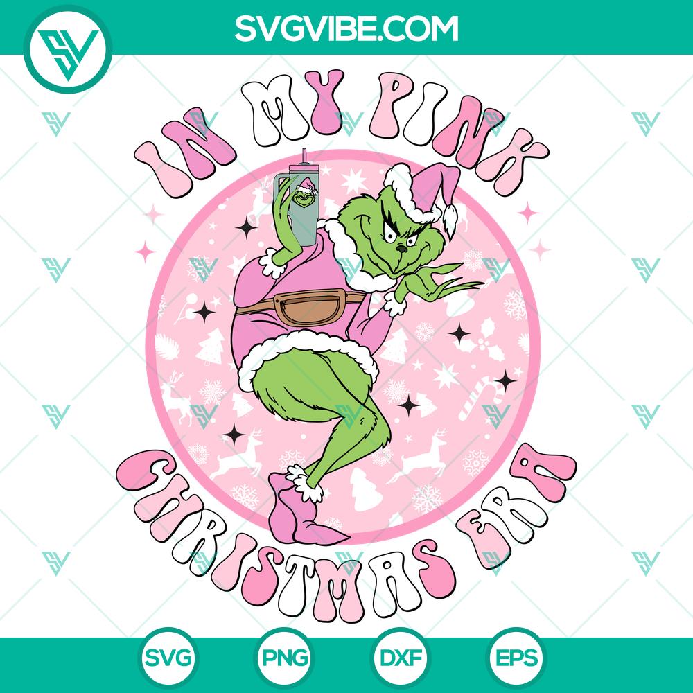 grinch-in-my-pink-christmas-era-svg-dxf-eps-png-files.jpg Grinch in pink Christmas era digital files with SVG, DXF, EPS, PNG formats. Festive and whimsical holiday design.
