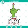 Grinch Merry Christmas Middle Finger SVG DXF EPS PNG Cut File for holiday crafting projects.