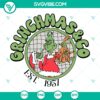 Grinchmas & Co holiday-themed SVG, DXF, EPS, and PNG files for digital crafting, featuring festive Grinch character.