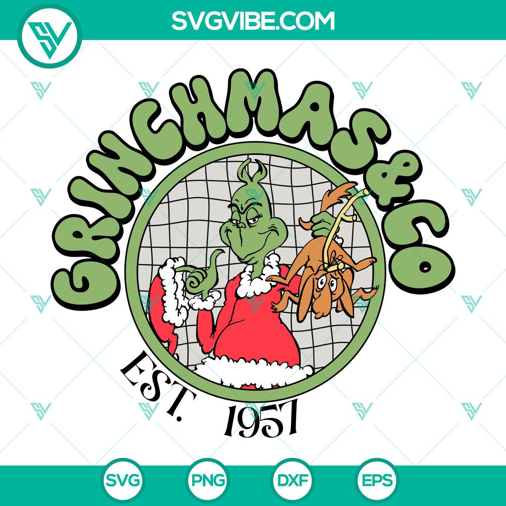 grinchmas-038-co-svg-dxf-eps-png-files.jpg Grinchmas & Co holiday-themed SVG, DXF, EPS, and PNG files for digital crafting, featuring festive Grinch character.