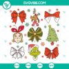 Grinchmas Coquette Bow SVG featuring a cute holiday Grinch, perfect for Christmas crafts and decor.