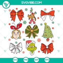 Grinchmas Coquette Bow SVG featuring a cute holiday Grinch, perfect for Christmas crafts and decor.