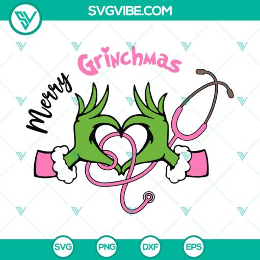 Grinchmas Nurse Christmas digital SVG DXF EPS PNG files for festive crafting projects.