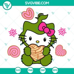 Grinchy Hello Kitty, Christmas Concha, and Sanrio characters in Kawaii style SVG designs for holiday crafts.