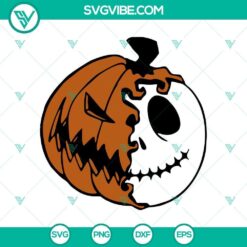 Half Pumpkin Jack SVG with Nightmare Before Christmas theme for Halloween.