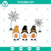 Halloween-themed SVG design with three gnomes, pumpkin, horror, Halloween, and scary elements. Great for spooky crafts and decorations.