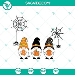 Halloween-themed SVG design with three gnomes, pumpkin, horror, Halloween, and scary elements. Great for spooky crafts and decorations.
