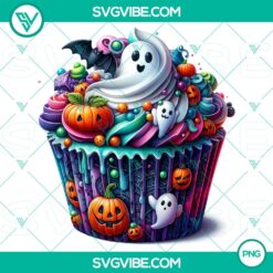 High-quality Halloween cupcake characters clipart for spooky party decorations and invitations in PNG format.