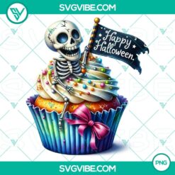 Halloween cupcake characters clipart PNG for party decorations and invitations, high-quality design with 32 unique illustrations.