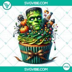 Halloween cupcake characters clipart PNG for party decorations and invitations, high-quality design with spooky and cute elements.
