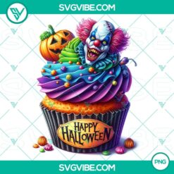 Halloween cupcake characters clipart in PNG format for party decorations and invitations, high-quality design with 53 variations.