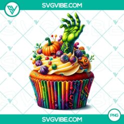 Halloween cupcake characters clipart PNG for party decorations and invitations with high-quality design.