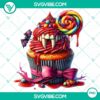 Colorful Halloween cupcake characters clipart for party decorations and invitations in high-quality PNG format.