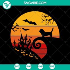 Spooky Halloween dog in moon costume SVG with horror and scary elements for Halloween festivities.